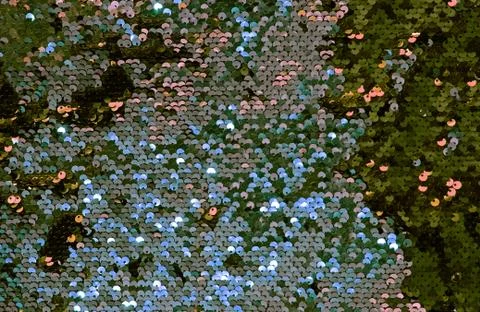 Metallic sparkling sequins scales background, round sequins in fashion dress, Stock Photos