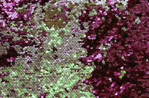 Metallic sparkling sequins scales background, round sequins in fashion dress, Stock Photos