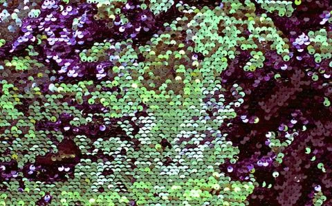 Metallic sparkling sequins scales background, round sequins in fashion dress, Stock Photos