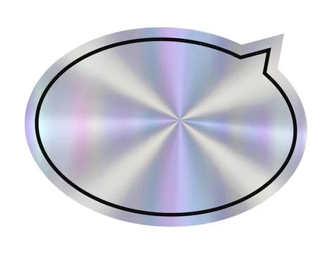 Metallic speech bubble shape featuring a shiny surface, commonly used for dia Stock Illustration