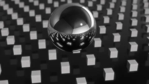 Metallic sphere and cubes background Stock Footage 274512325