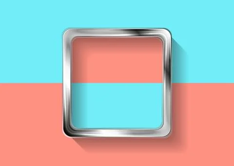 Metallic square frame on a pastel pink and blue background with shadow Stock Illustration