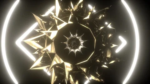 A metallic starburst emerges from a triangular geometric shape, Stock Footage 288109789