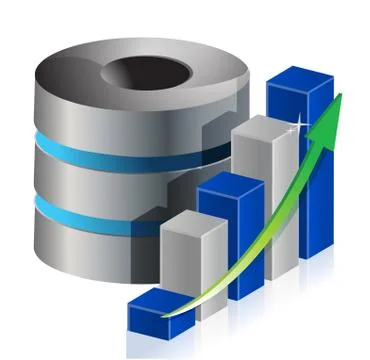 Metallic statistic data base icon illustration design over white Illustrazione stock