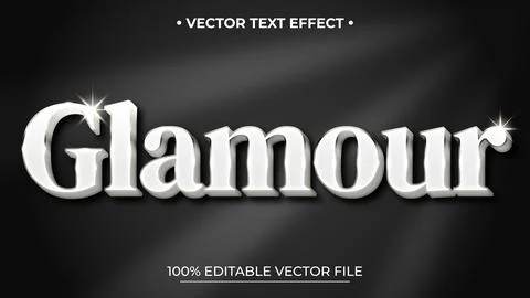 Metallic steel text effect editable shiny and elegant silver text style Stock Illustration