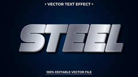 Metallic steel text effect, editable shiny and elegant text style Stock Illustration