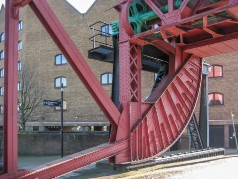 Metallic structure bridge over river Stock Photos