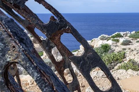 Metallic structure, Menorca cavalry lighthouse. Stock Photos