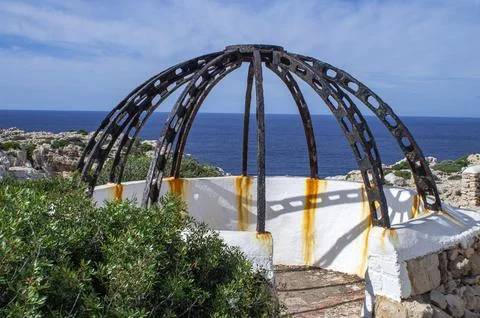 Metallic structure, Menorca cavalry lighthouse. Stock Photos