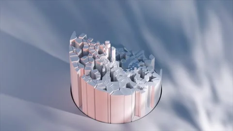 Metallic structures dynamically morphing in data visualization, revealing Stock Footage 313193501