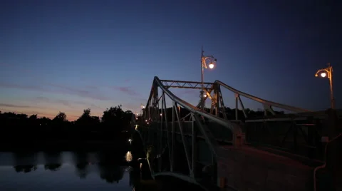 Metallic Swing Bridge at Night Stock Footage 49210526