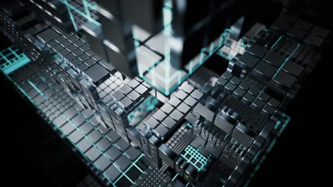 Metallic technological cube board background, 3d rendering. Stock Footage 336826865
