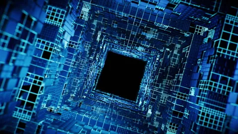 Metallic technological cube board background, 3d rendering. Stock Footage 336830607
