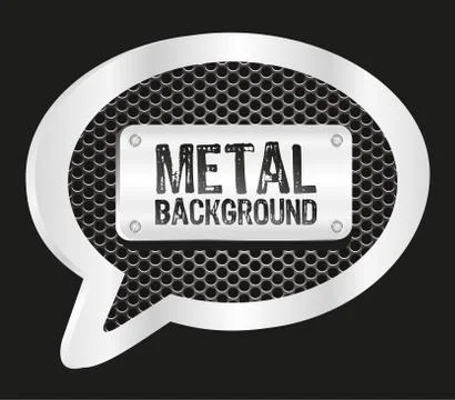 Metallic text balloon,  with grid pattern on black background Stock Illustration