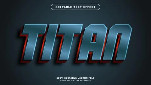 Metallic text effect editable shiny and modern text style Stock Illustration