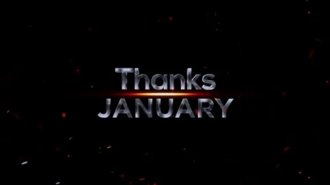 Metallic text reading Thanks January with glowing light effect and floating.. Video stock 343576428