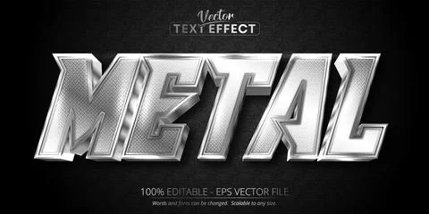 Metallic text, shiny metallic silver style editable text effect	 Stock Illustration