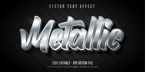 Metallic text, silver style editable text effect Stock Illustration