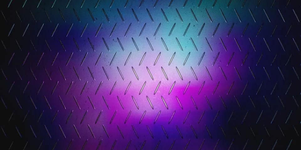 Metallic texture with diagonal patterns reflecting colorful neon light Stock Illustration