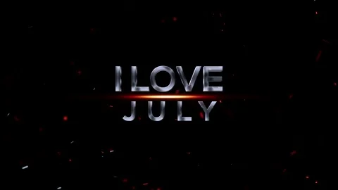 Metallic three dimensional text reading I Love July with glowing light effe.. Vídeos de archivo 343576449
