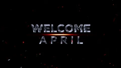 Metallic threedimensional text reading welcome april with bright light effe.. Video stock 343576454