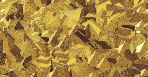 Metallic tile pattern. Golden background. Golden polygonal wall from triangle Stock Illustration