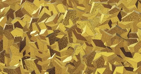 Metallic tile pattern. Golden background. Golden polygonal wall from triangles Stock Illustration