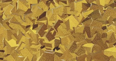 Metallic tile pattern. Golden background. Golden polygonal wall from triangle Stock Illustration
