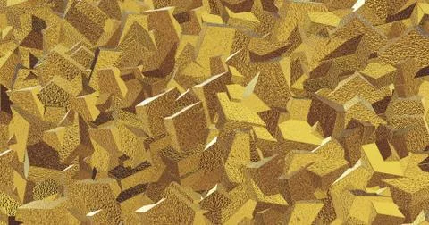 Metallic tile pattern. Golden background. Golden polygonal wall from triangle Stock Illustration