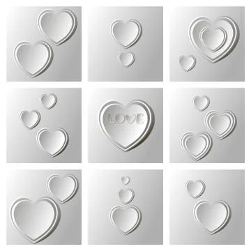 Metallic tile with silver hearts. Illustrazione stock