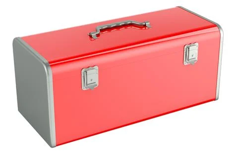 Metallic tool box, tool organizer box. 3D rendering Ilustração Stock