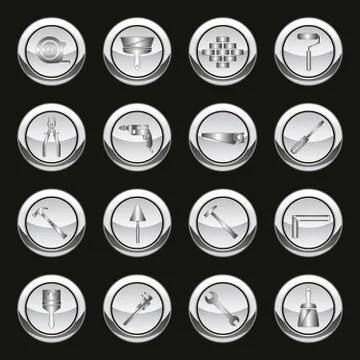 Metallic tools icons Illustrazione stock