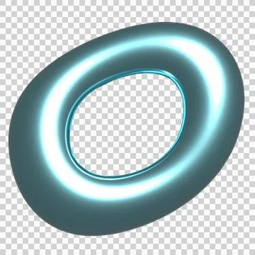 Metallic torus is being shown in 3D render, isolated on transparent background, Stock Illustration