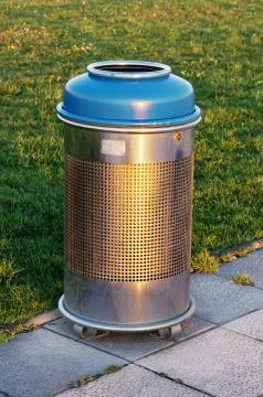 Metallic trash bin Stock Photos