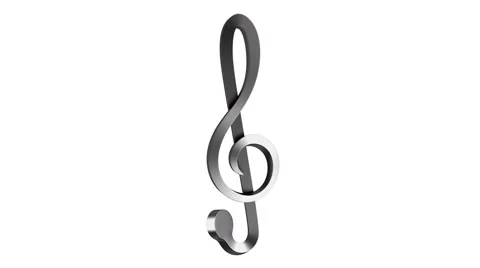 Metallic treble clef loop rotate on white background Stock Footage 48975862