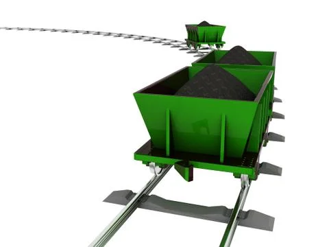 Metallic trolley with coal Stock Illustration