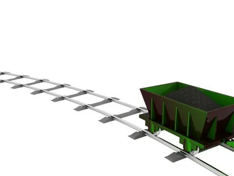 Metallic trolley with coal Stock Illustration