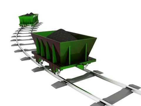 Metallic trolley with coal Stock Illustration