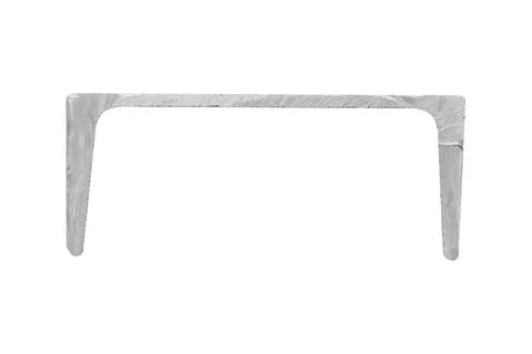 Metallic U-profile cross-section isolated on white background, side view. Foto stock