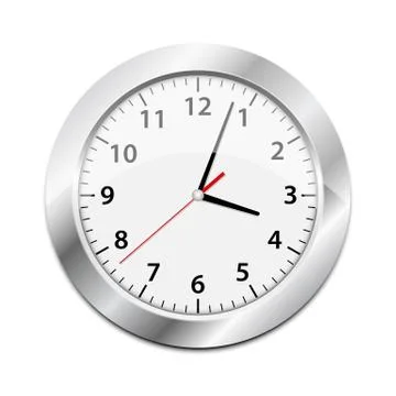 Metallic wall clock vector design illustration isolated on white background Stock Illustration