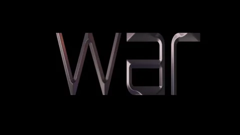 Metallic war text animation on black background Stock Footage 340391262