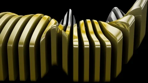 Metallic wave shapes flowing motion, glossy hi-tech futuristic style Video stock 73267225