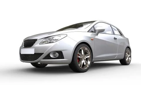 Metallic White Car Stock Illustration