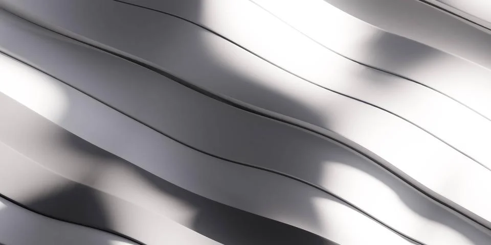 Metallic white wave pattern geometric shape object 3d render illustration Stockillustratie