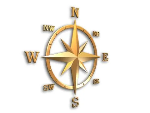 Metallic wind-rose compass Stock Illustration