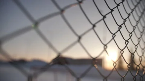 Metallic wire fence with hoarfrost. Stock Footage 229580153