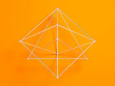 Metallic wire-frame lattice object, abstract geometric structure 3d Stock Illustration