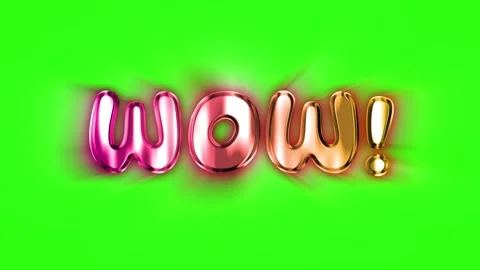 Metallic “WOW!” text shimmers with changing colorful reflections 스톡 동영상 332071177