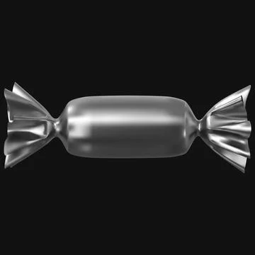 Metallic wrapper of a round elongated candy, realistic mockup, caramel, lollipop Stock Illustration