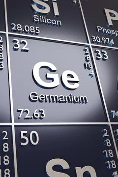 The metalloid Germanium on the periodic table of elements. 3d illustration. Stock Illustration